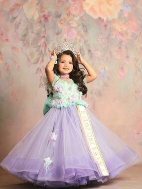 Lavender & Mint Flower Girl Pageant Dress with Tiara